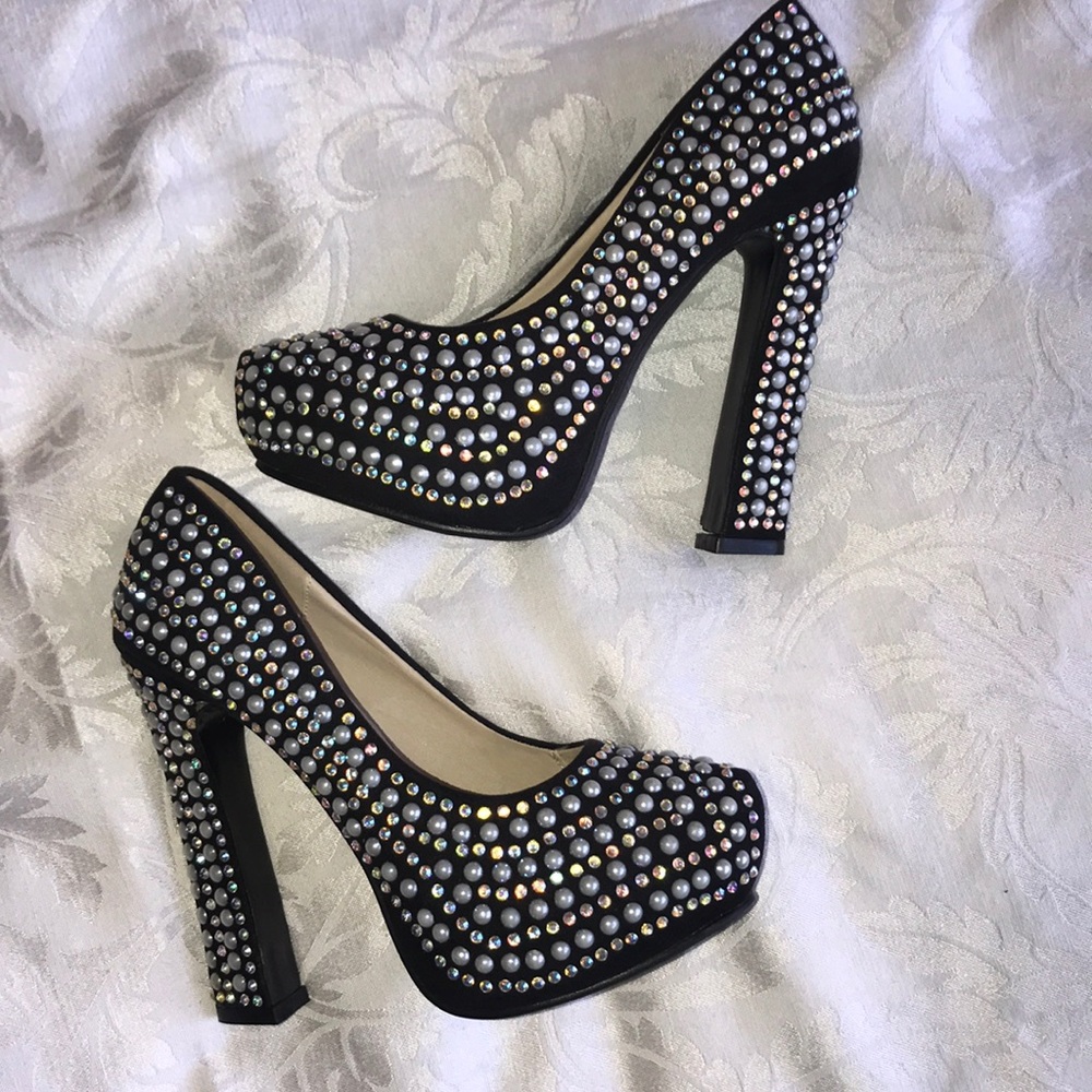 - Pearl and Rhinestone Encrusted Heels